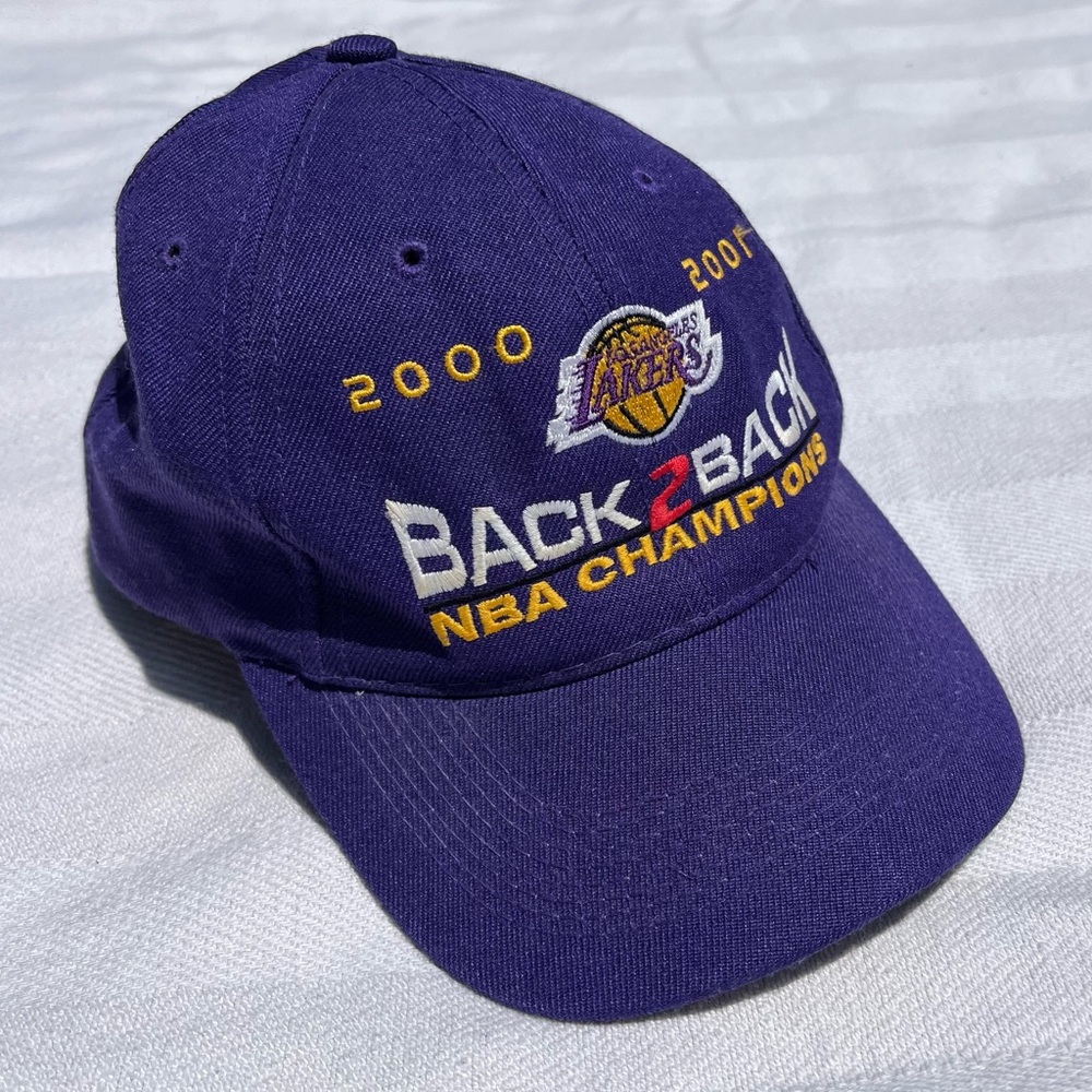 VINTAGE NBA Los Angeles Lakers Rare Purple Back 2 Back Champions Hat 2000 / 2001